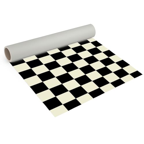 Internethandel Pfordt CV Bodenbelag Schachbrett, 200x200 cm, pflegeleichter PVC Vinylboden, Meterware für Küche und Wohnzimmer