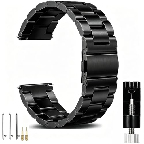 OTOPO Kompatibel Galaxy Watch 3 45mm Armband/46mm SM-R800 Armband & Gear S3 Armband Frauen Männer, 22mm Metallarmband für Samsung Gear S3 Frontier (Schwarz)