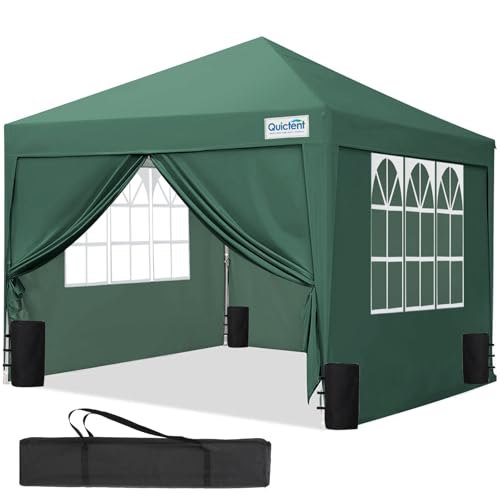 Quictent Pavillon 3x3 Faltpavillon mit 4 Seitenteilen, Wasserdicht Gartenpavillon (Grün)