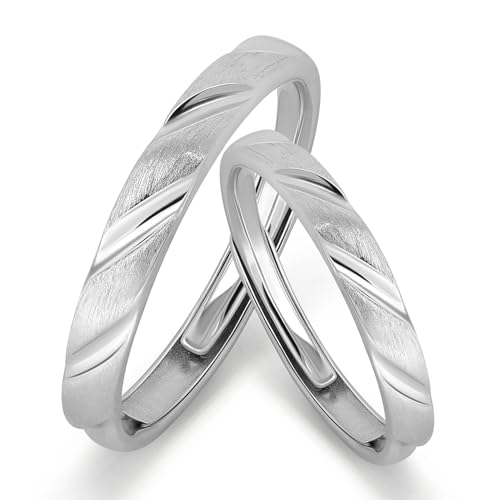 Meissa Eheringe Silber 925 Paarpreis für Sie und Ihn Partnerringe Paarringe Paar Ringe Verlobungsringe Verlobung Hochzeit Jahrestag Verstellbar Ringe Damen Herren Valentinstag, Set aus zwei Ringen