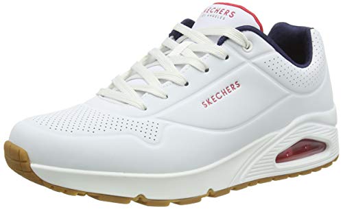 Skechers Herren Uno Stand On Air Sneaker, White Durabuck Navy Red Trim, 44 EU