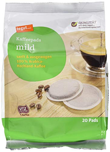 tegut... Kaffeepads, mild, 100 % Arabica Hochland -Kaffee, 20 Stück, 1 x 140 g