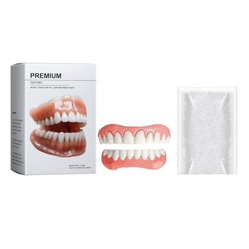EONFAVE Zahnersatz zum Aufstecken, Denture Silicone Reline Kit, Silikon Reline Gebiss Set, Zahnprothesen Set, Silikon Zähne, Soft Silicone Reline Denture Set, für Ober- und Unterkieferprothesen