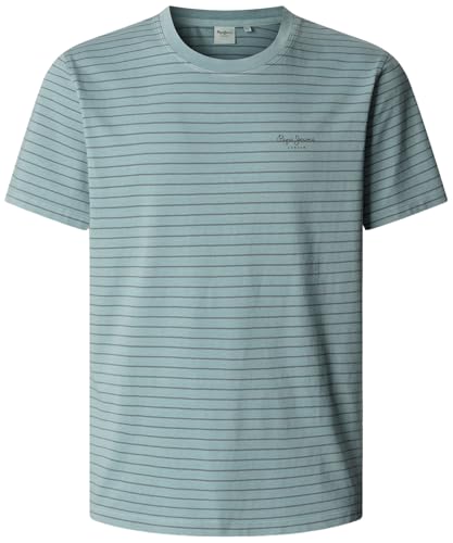 Pepe Jeans Herren Jacko Stripes T-Shirt, Blau (Dark Acqua Blue), L