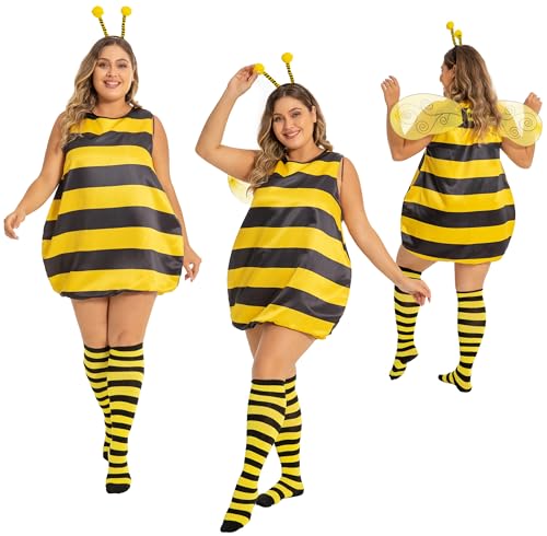 cuteDIY Bienenkostüm Erwachsene Kostüm Biene Bienen Damen Faschingskostüme Karneval 46 48