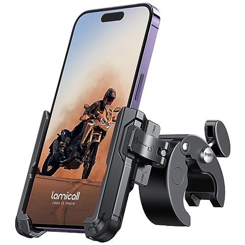 Lamicall Handyhalterung Motorrad, Handyhalter Fahrrad - 【1s Schnellspanner】Lenker Halter für Dreharbeiten, Universal Handy Fahrradhalterung für iPhone 17 16 15 14 13 Pro Max Plus, 4-7 Zoll Smartphone
