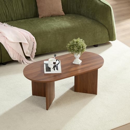 Home heaven® Couchtisch Oval Rund Braun Holz – 100 x 50 x 40 cm (L x B x H)