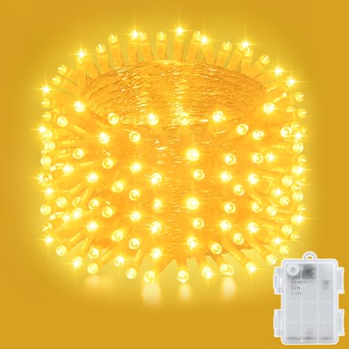 Etopgo Lichterkette Batterie, 5M 50LED Lichterketten Außen mit timer, IP65 Wasserdicht Lichterkette Batterie Warmweiß für Innen außen Weihnachtsdekorationen,Party,Garten