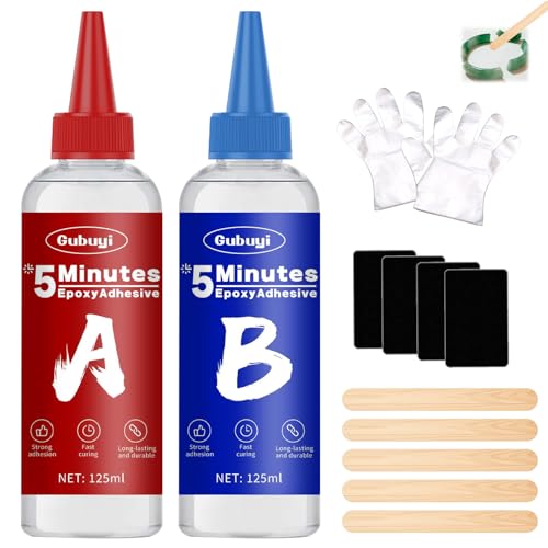 5 Minutes Epoxy Kleber, Zweikomponentenkleber Schnell Aushärtender, 2 Komponenten Kleber Epoxidharz, Kleber Extra Starker Klebstoff, Geeignet für Metall, Kunststoff, Holz Andere Materialien