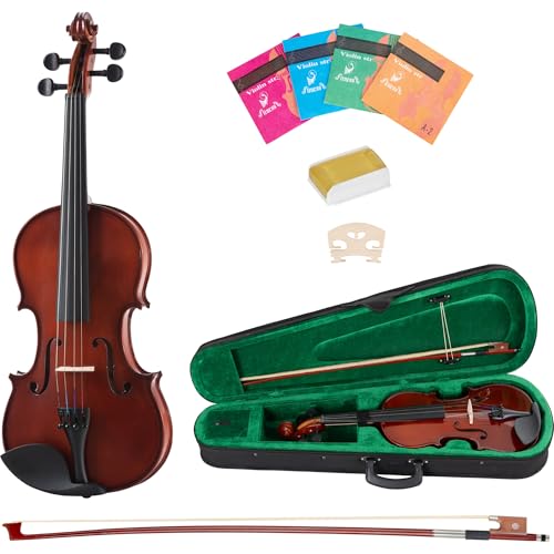 Classic Cantabile VP-100 Violinenset 4/4 (Einsteiger/Schülerinstrument, Geige, Boden & Zargen aus Ahorn, Massive Fichtenholz Decke, inkl. Etui, Bogen und Kolofonium)