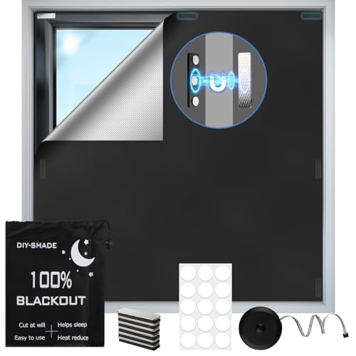 100 x 148 cm Fenster Verdunkelung Magnetisch, 100% Verdunklungsstoff 420D Oxford Verdunkelungsrollo Ohne Bohren Dachfenster Verdunkelung Abnehmbar für Kinderzimmer Schlafzimmer