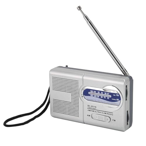 Namvo Am Fm Batteriebetriebenes Radio Multifunktionales silbergraues tragbares Miniradio Geeignet für Reisen, Wandern und Radfahren