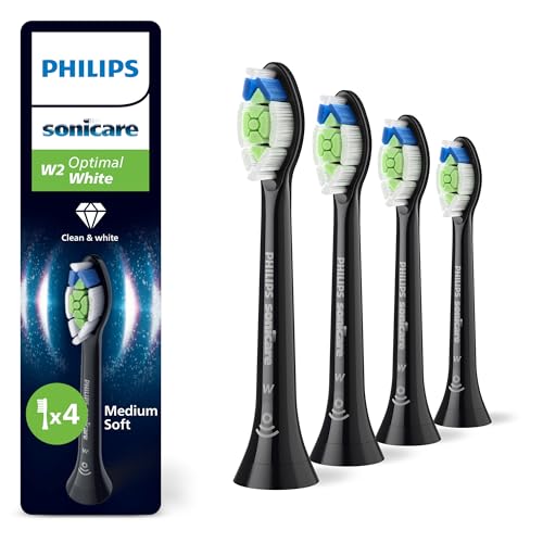 Philips Sonicare W2 Optimal White, Original Ersatzbürstenköpfe, Schwarz, 4er-Pack, HX6064/88
