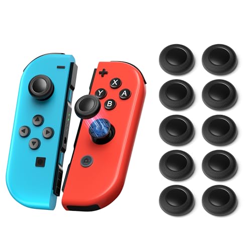 10 Stück Joystick Kappen für Nintendo Switch/OLED/Lite, rutschfeste Ersatzkappe mit Diamantstruktur für Joy Con Switch Controller, Switch Zubehör Ersatzteile