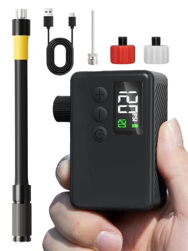 Fahrradpumpe Elektrisch, Fahrradzubehör 120 PSI kabellose Fahrradpumpe mit Druckmesser, Auto-Off und LED-Licht. für E-Bikes, Mountainbikes, City und Rennräder mit Presta und Schrader Ventilen