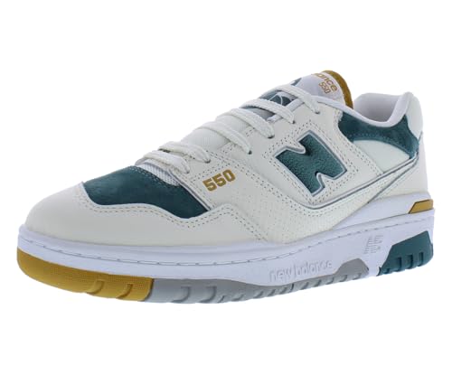 New Balance Herren 550 Sneaker, Weiß/Grün/Cremefarben, 9