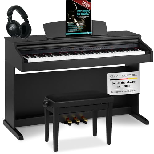 Classic Cantabile DP-50 SM E Piano - Digital Piano 88 Tasten mit Hammermechanik, 14 Voices, Kopfhöreranschlüsse, USB, 3 Pedale, Notenhalter - Klavier ist perfekt geeignet für Anfänger - schwarz matt