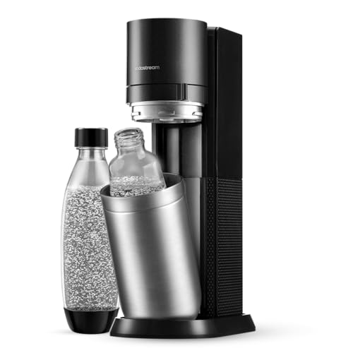 SodaStream – Duo Wassersprudler, 1x 1 Liter Glasflasche, 1x BPA-freie Flasche 1 Liter, spülmaschinengeeignet, umweltfreundlich & weniger Einweg-Plastikmüll, titan