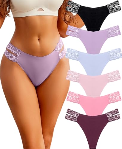 BeReady String Tanga Nahtlos Sexy Spitze Tanga Slips Spitzen Unterwäsche Mehrpack 6er Pack Damen