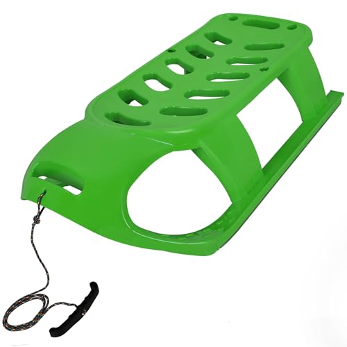 KOTARBAU® Schlitten für Kinder - 87 x 45 x 26 cm - Kunststoff Schlitten für Erwachsene - Rodel - Kinderschlitten mit Metallkufen & Zugseil - Stabil & Robust - Grün