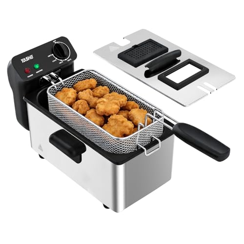 Fritteuse, 3L Elektrische Fritteuse mit Sichtfenster, 2000 W Edelstahl Fritteuse mit Temperaturregelung, Herausnehmbarer Frittierkorb & Ölbehälter, Leicht zu Reinigen