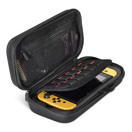 Amazon Basics Universaltasche für Nintendo Switch mit 12 Spielkartenfächern, Kompatibel mit Switch 2 & Switch OLED, Schwarz