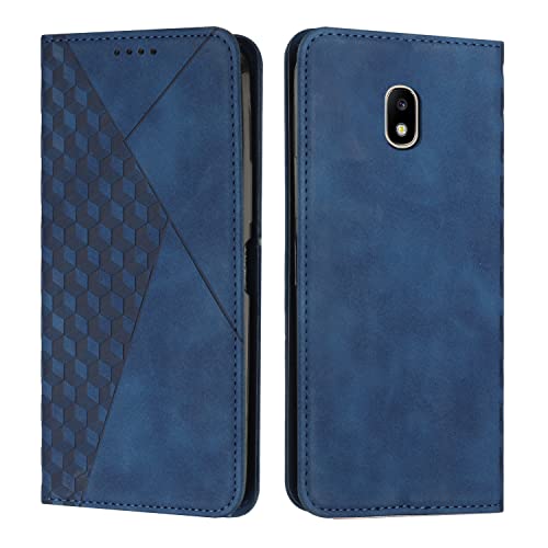 KOUYI Kompatible mit Samsung Galaxy J5 2017 / J530 Hülle, Retro Premium PU Leder Weich TPU Klapphülle Kartenfächer Magnetic Standfunktion Flip Wallet Shockproof Handyhülle (Blau)