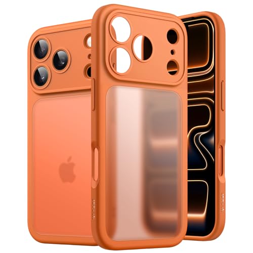 JETech Matt Hülle für iPhone 17 Pro 6,3 Zoll, Stoßfest Militärstandard FallSchutz, Vollständig Kameraschutz, Mattierte Transluzente Rückseite Minimalistische Handyhülle (Orange)
