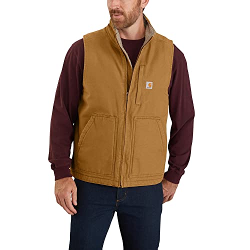 Carhartt Herren Loose Fit Washed Duck Sherpa-Lined Weste, Carhartt® Braun, M
