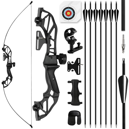 SERfawnCH 30LBS Rechtshänder Recurvebogen Set mit Carbon-Pfeilen Armschutz und Fingerling für Outdoor Bogenschießen Training