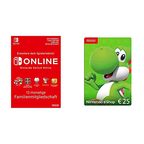 Nintendo Switch Online Mitgliedschaft - 12 Monate Familienmitgliedschaft | Switch - Download Code & Nintendo eShop Card | 25 EUR Guthaben | Download Code