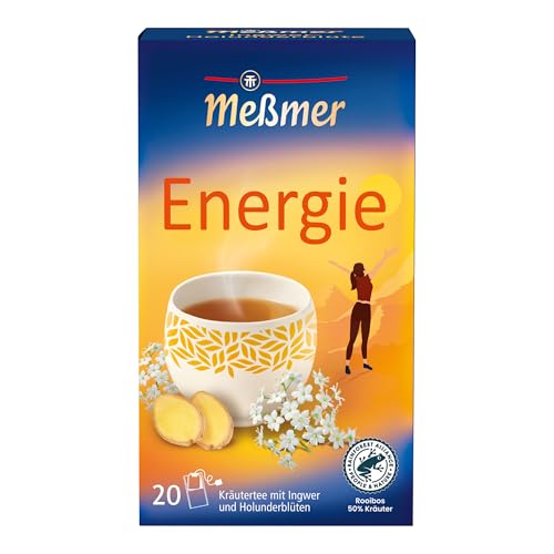Meßmer ENERGIE I Kräutertee mit Ingwer & Holunderblüten I 20 Teebeutel I sanft-würziger Geschmack