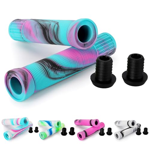 145mm Scooter BMX Lenkergriffe Weiche rutschfeste flanschlose Longneck Griffe für Pro Stunt Scooter Bars BMX Bikes Bars (A Regenbogen)