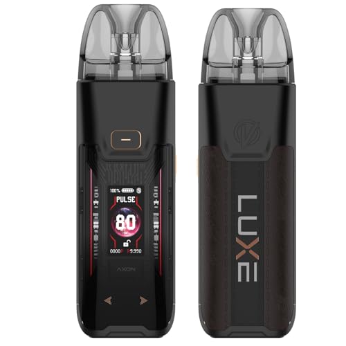 ‌Vaporesso Luxe XR Max 2 Kit 80W – E-Zigarette Knopfzug (Button Draw), integrierter 3200-mAh-Akku, 5-ml-Pod-Kartusche, GTX-Heizwendel, MTL/DTL-Modus, No Nicotine (Dunkelschwarzes Leder)