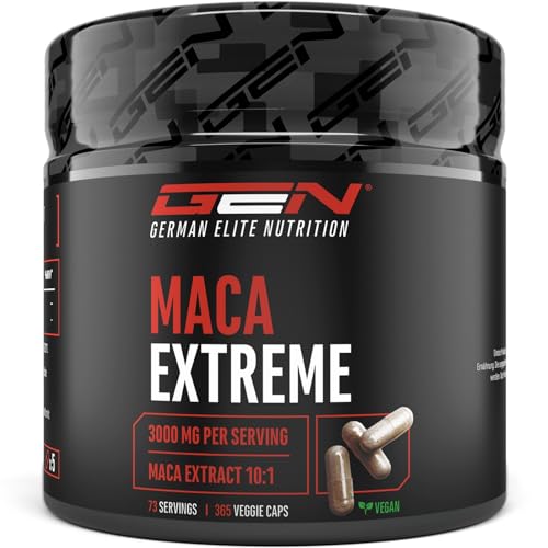 Maca Kapseln – 365 Stück – 30.000 mg pro Portion – 10:1 Extrakt – Vegan – German Elite Nutrition
