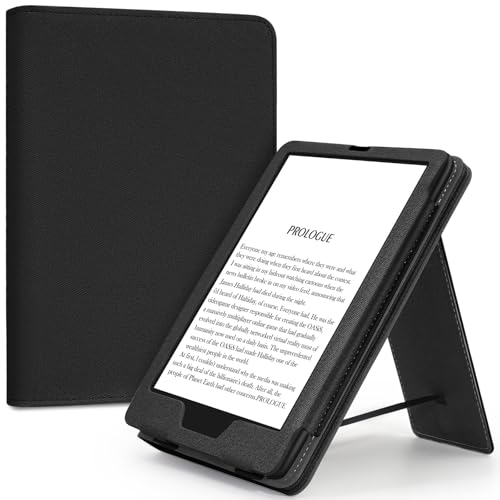 TXWLLIU Hülle für 7 Zoll Kindle Paperwhite 12. Generation 2024 und Kindle Colorsoft Signature Edition 2024, mit Ständer, Handschlaufe und Kartenfach, Automatischer Schlaf-/Weckfunktion, Schwarz