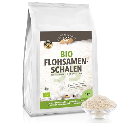 GOLDEN PEANUT Bio Flohsamenschalen 95% ballaststoffreich Backzutat 1kg