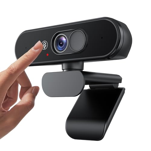 Aurolumiz 1080P FHD Webcam mit Dualem Privacy-Schutz (Stummschaltung & Abdeckung), Kristallklarem Mikrofon, Natürlicher Bildqualität, Ausziehbarem Stativ, für PC, Laptop, Zoom, Teams, Windows, macOS