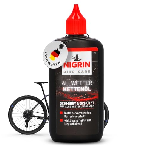 NIGRIN BIKE-CARE Allwetter-Kettenöl, 100 ml Flasche, Fahrradkettenöl, verringert Reibung, macht Fahrradketten leichtläufig