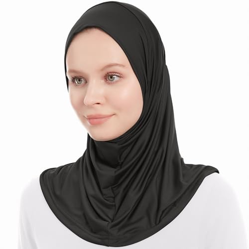 Ayisah Hijab Kopftuch Damen Muslimisch - Schwarz Instant Kopftuch - Ready To Wear Schal - One Piece Amira Hijab Schal - Kopftücher Für Damen