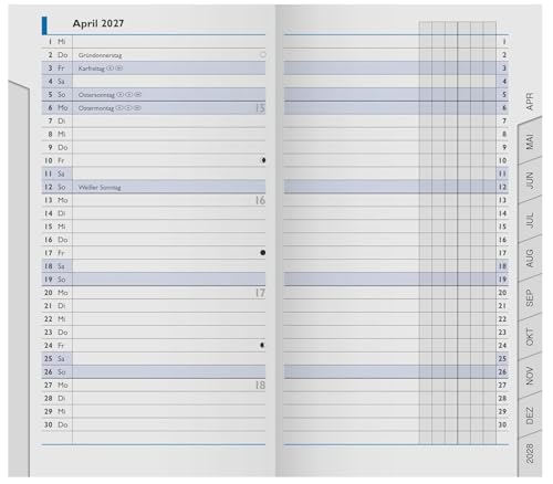 BRUNNEN Kalender BRUNNEN Monats-Ersatzkalendarium Mod. 753 2027 | 87×153 mm, Karton, weiß