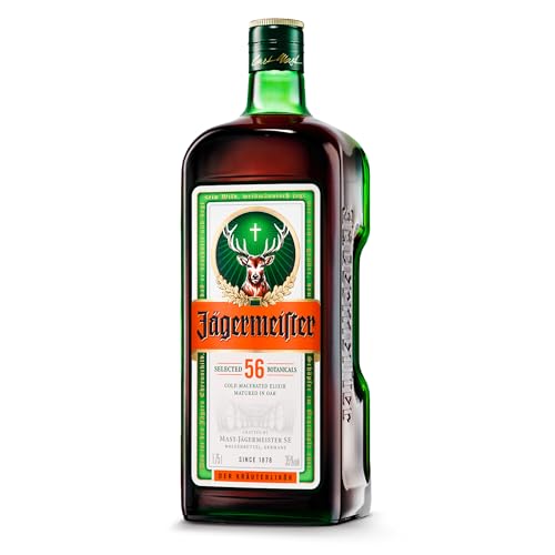 Jägermeister – 1 x 1,75l Premium Kräuterlikör 35% Vol. - Integrierte Ausschankhilfe für den perfekten Shot – 56 erlesene Kräuter – Im Eichenfass gelagert – Das Original aus Wolfenbüttel