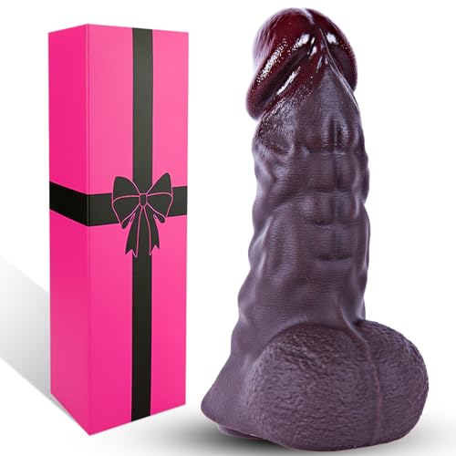6,4 cm Durchmesser extra dicker schwarzer Dildo, 23,5 cm realistischer großer Silikon-Dildo mit Saugnapf, großer breiter Ball,XL G-Punkt Natur-Dildo,Erwachsenen-Sexspielzeug,geeignet Männer und Frauen