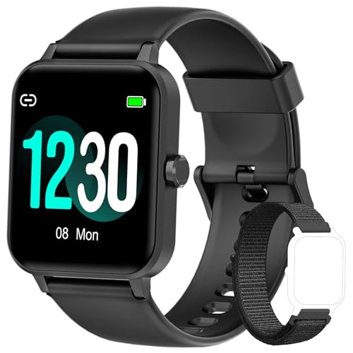 Blackview Smartwatch Herren Damen Fitnessuhr, 1,85'' Smart Watch, Armbanduhr mit Pulsmesser Schlafmonitor Musiksteuerung SpO2, Schrittzähler Uhr Sportuhr, Aktivitätstracker für Android iOS, Schwarz