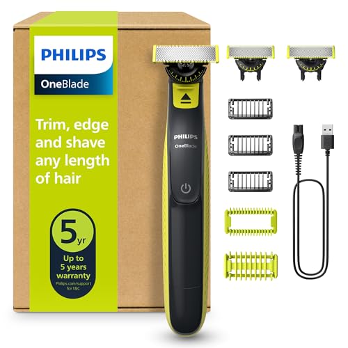 PHILIPS OneBlade 360 Face & Body - elektrischer Rasierer, Trimmer & Bodygroomer, 3x 360 Klingen, 3x Trimmaufsätze (1/3/5 mm), 2x Körperaufsätze, Nass- & Trockenrasur für Gesicht & Körper (QP2824/31)