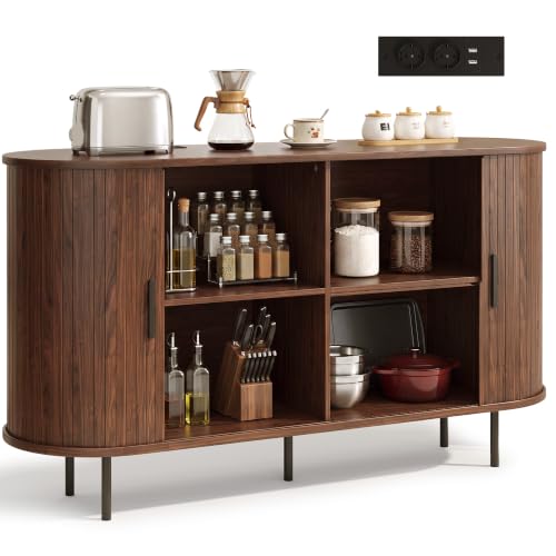 Xbro Sideboard 130x40x75 cm mit Schiebetür, Steckdose, verstellbaren Böden