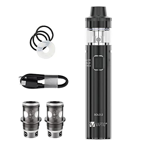 VAPTIO Solo 2 Kit Vape Pen 3000mAh Eingebauter Akku 50W Netzwerkspule für 4,0ml All-in-One-Tank Elektronische Zigarette,No E Liquid No Nicotine (Schwarz)