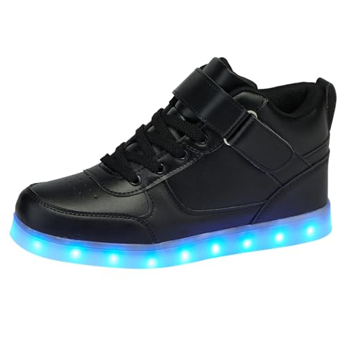 SANYES USB-Aufladung, leuchtende Schuhe, Sportschuhe, LED-Schuhe, Tanz-Sneaker, Schwarzes Top, 9.5 Women/8 Men