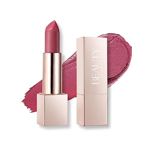 Beauty Searcher Metallic Lippenstift,3D Shine Finish Lippenstift Feuchtigkeitsspendendes No-Stick Cup Lip Makeup, Lang anhaltender wasserfester glänzender Lippenstift(Love Burgundy)