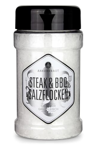 Ankerkraut Steak & BBQ Salzflocken, zum verfeinern von Steaks, Salaten oder auch Süßspeisen, 190g im Streuer